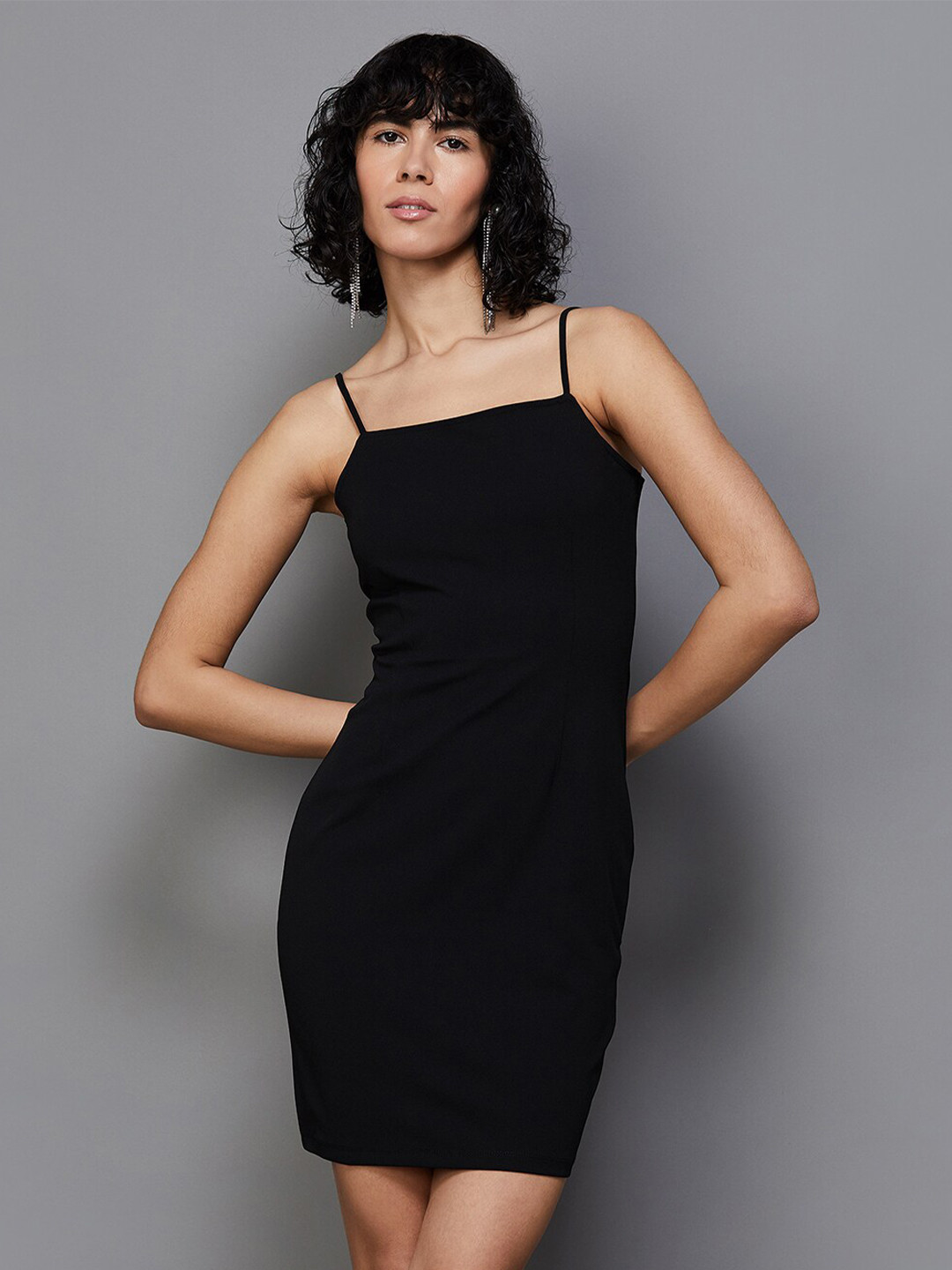 

Ginger by Lifestyle Shoulder Straps Sheath Dress, Black