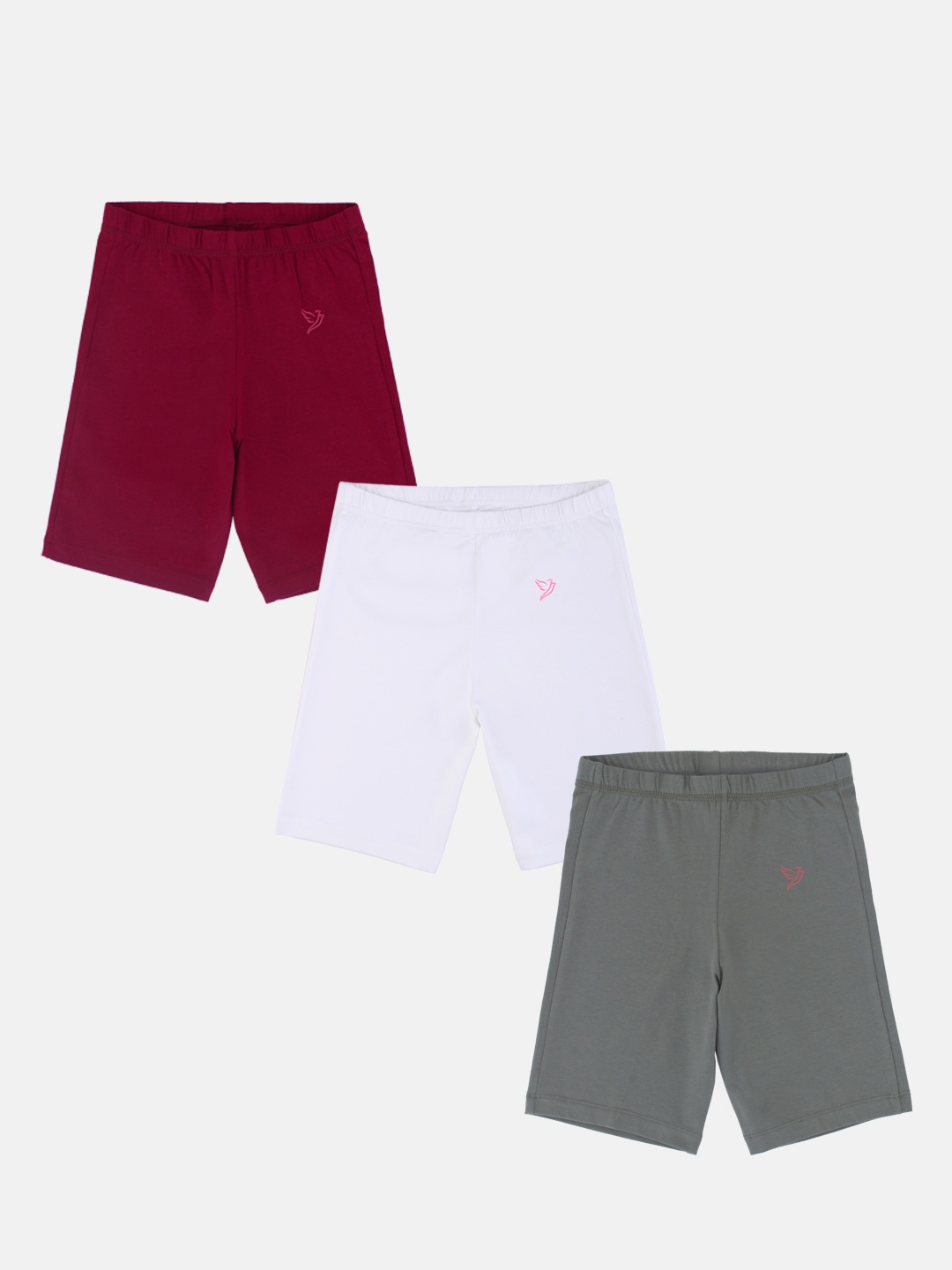 

Girls Pack Of 3 Skinny Fit Sports Shorts, Red
