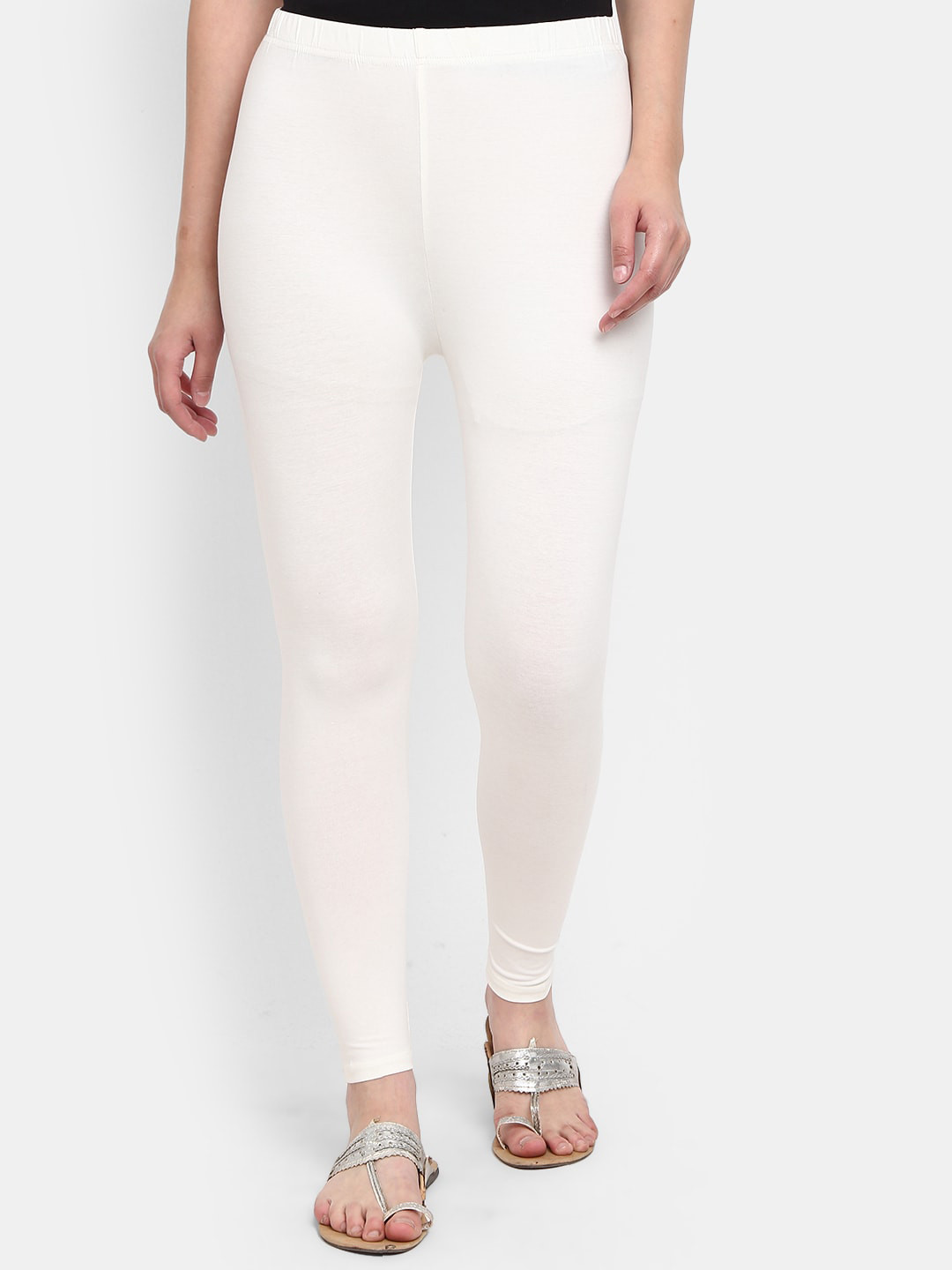 

V-Mart Knitted Ankle-Length Leggings, Off white