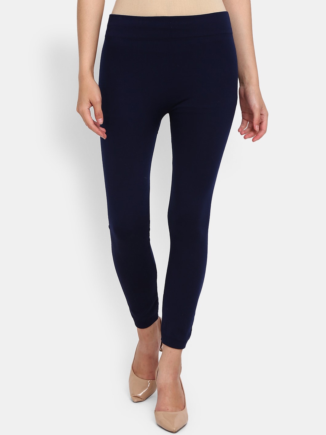 

V-Mart Cotton Knitted Ankle-Length Leggings, Navy blue