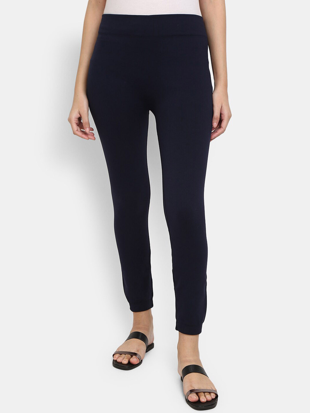 

V-Mart Cotton Knitted Ankle-Length Leggings, Navy blue