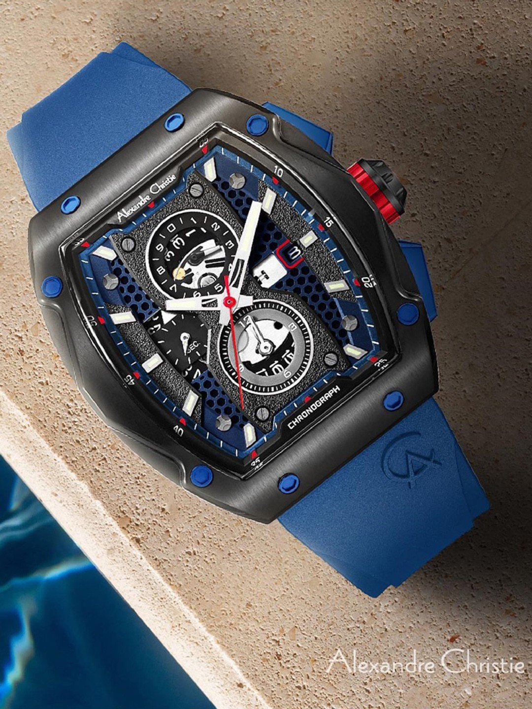 

Alexandre Christie Men Stainless Steel Analogue Watch 6608MCRUBBU, Blue