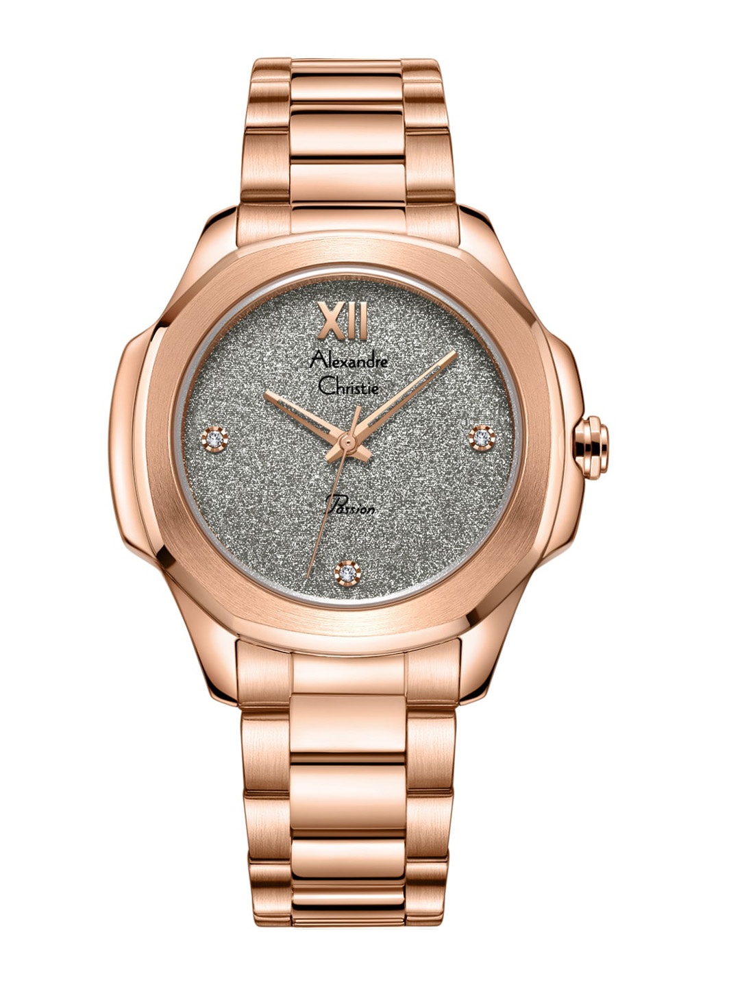 

Alexandre Christie Women Embellished Dial Stainless Steel Bracelet Style Watch 2A28LHBRGDG, Rose gold