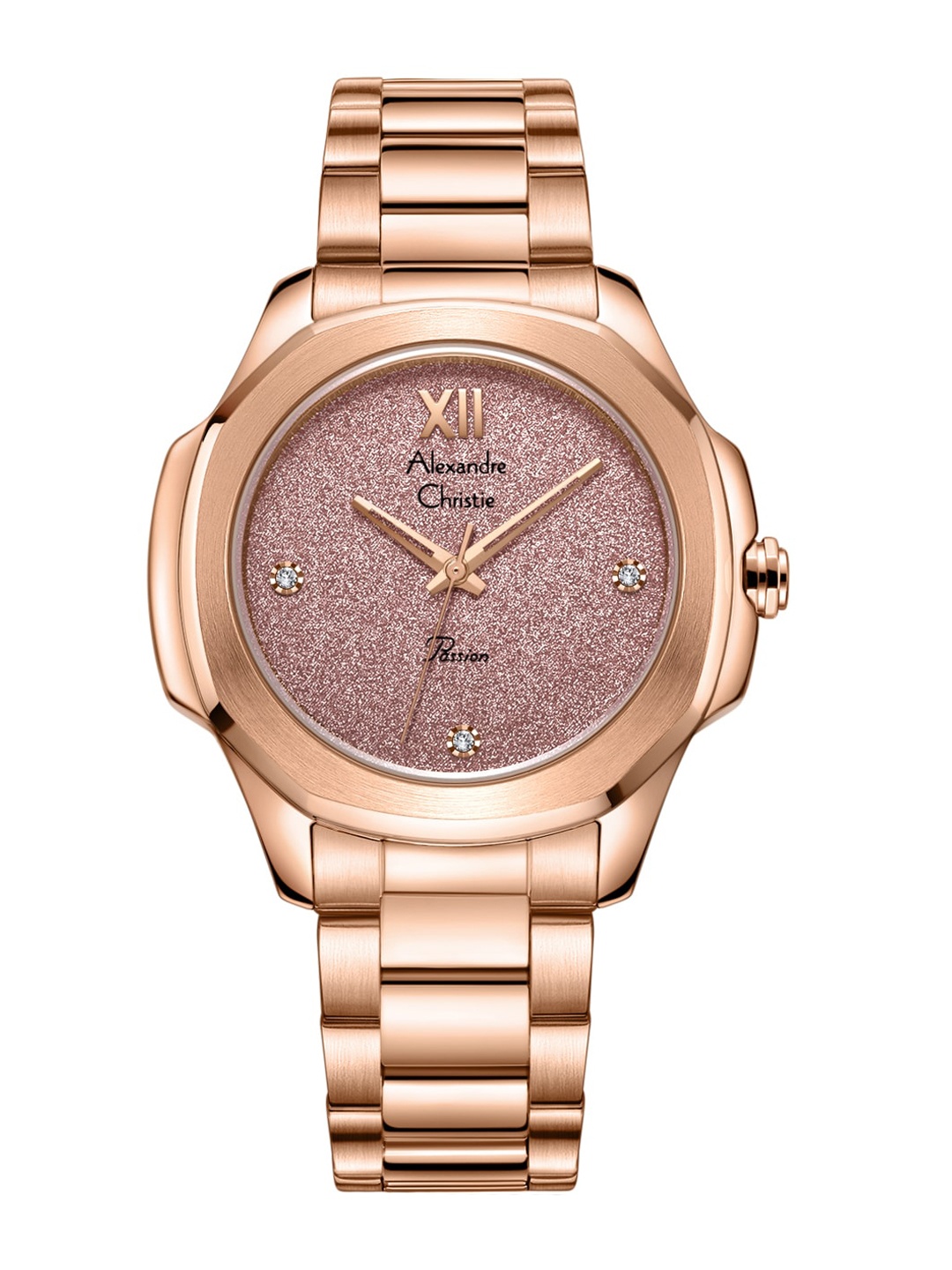

Alexandre Christie Women Embellished Dial Stainless Steel Bracelet Style Watch 2A28LHBRGPN, Rose gold
