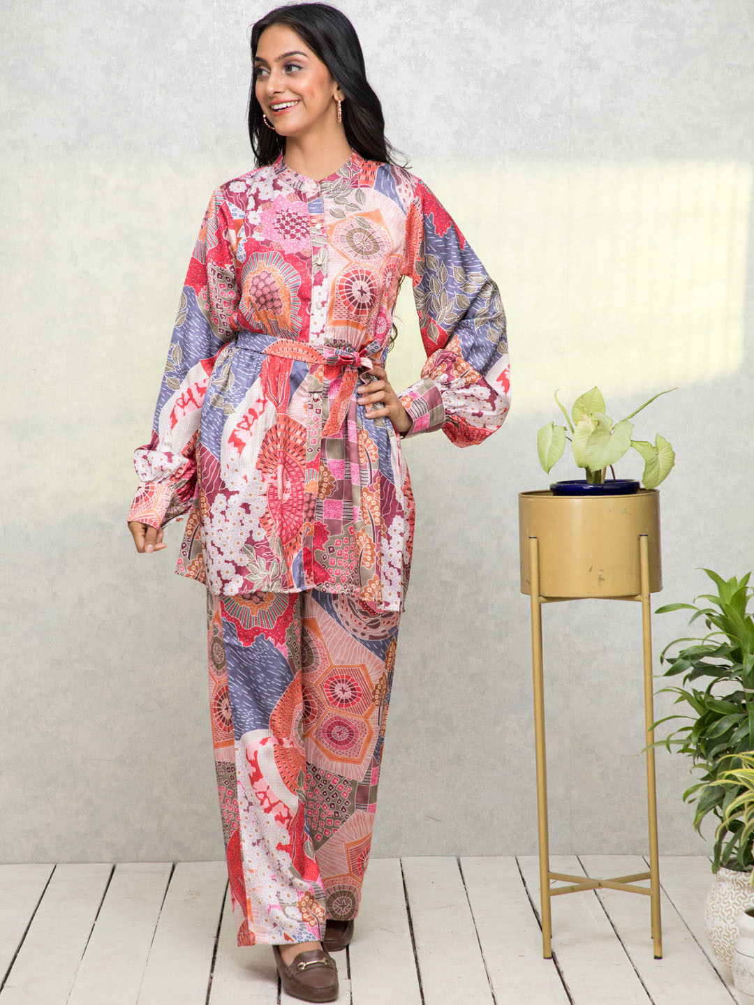 

DressBerry Women Printed Top & Palazzos Co-Ord Set, Multi