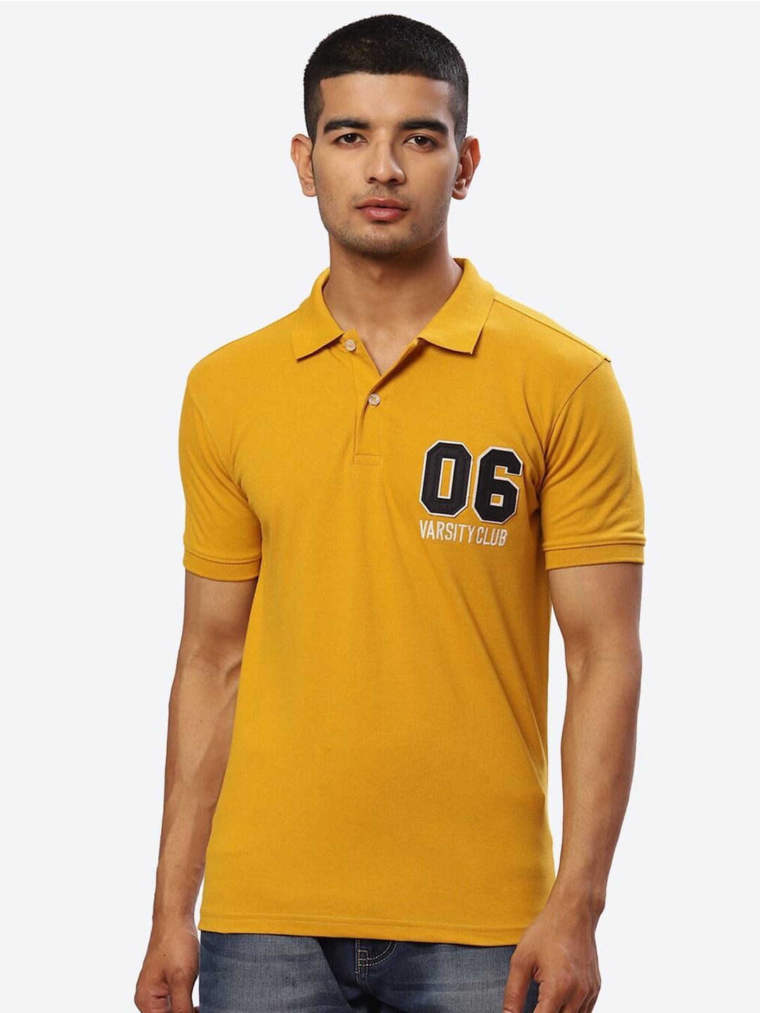 

2Bme Polo Collar Short Sleeves Cotton T-shirt, Mustard