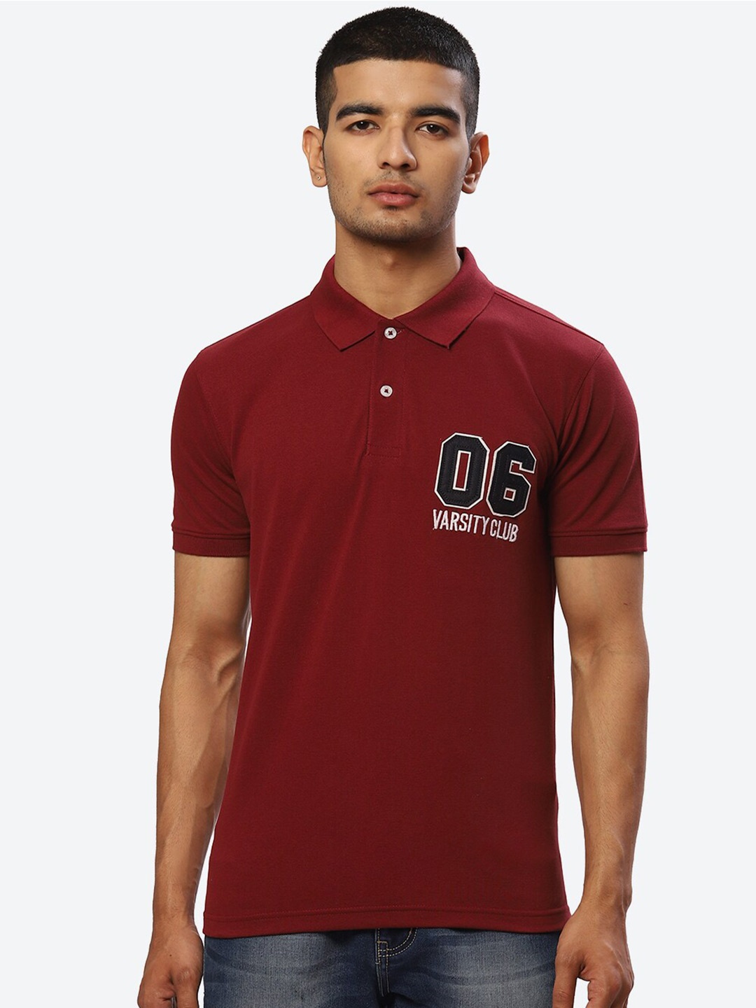 

2Bme Polo Collar Short Sleeves Cotton T-shirt, Red