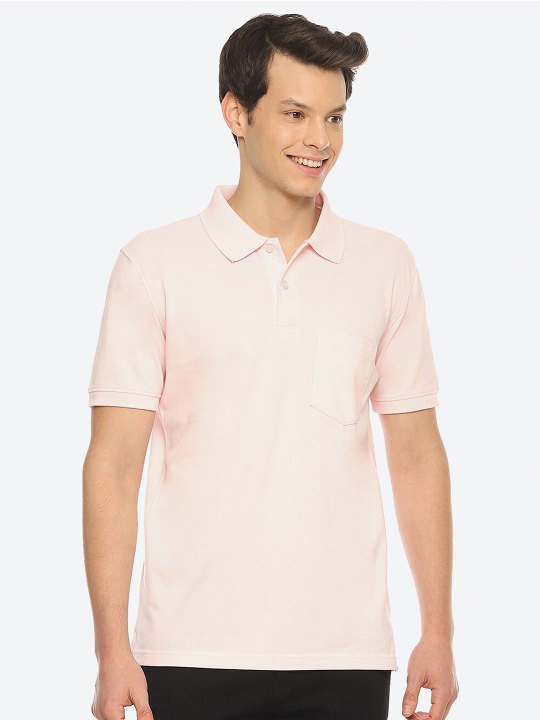 

2Bme Polo Collar Cotton T-Shirt, Pink