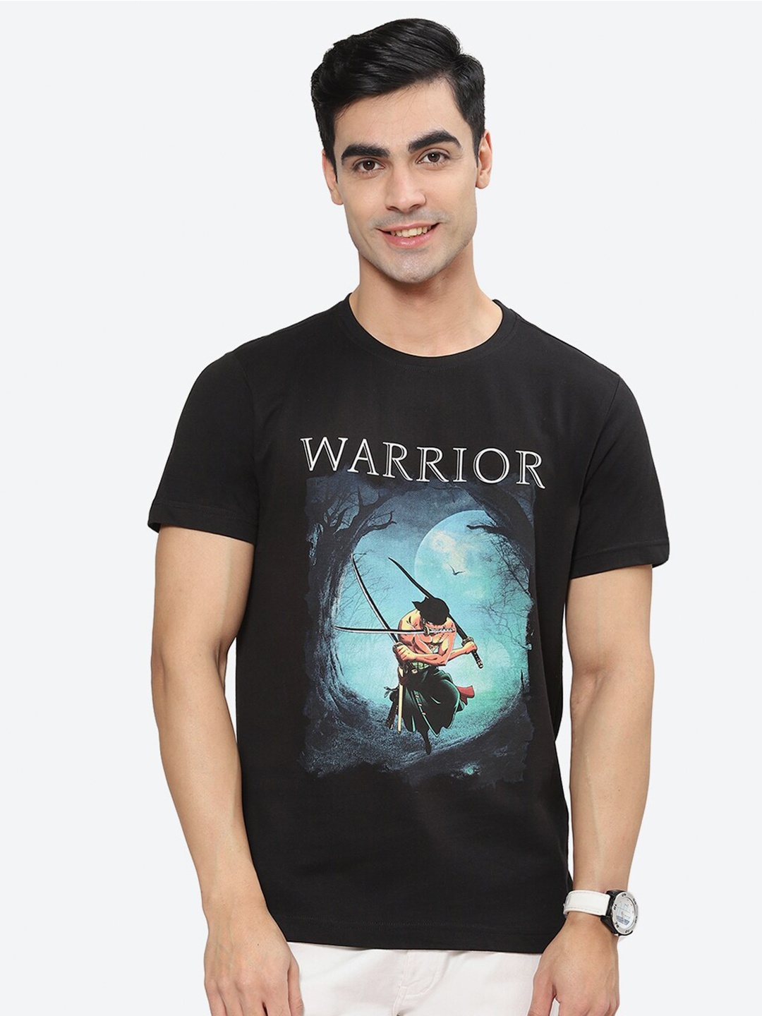

2Bme Slim Fit Graphic Printed Cotton T-shirt, Black