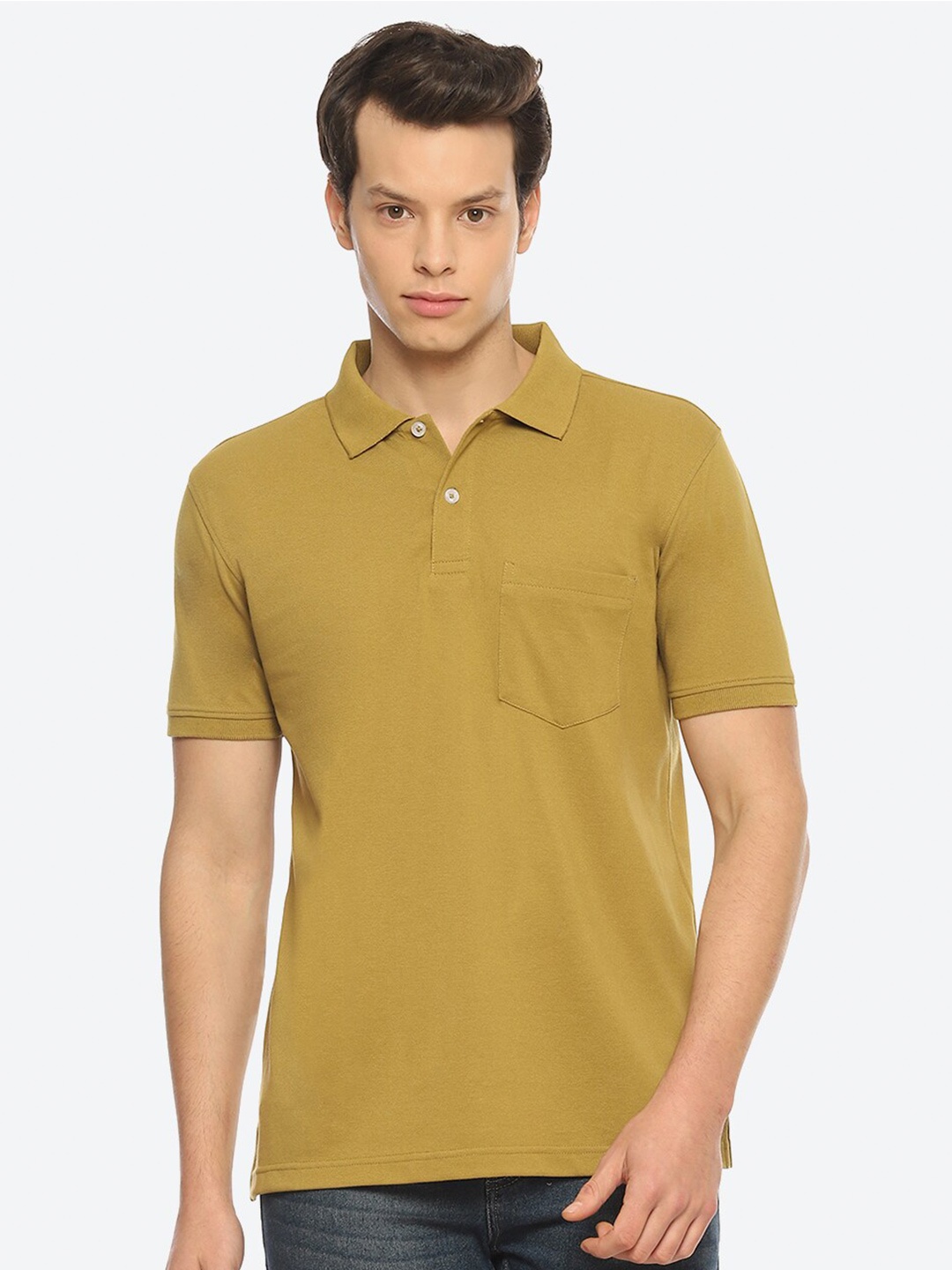 

2Bme Polo Collar Cotton Casual T-shirt, Olive