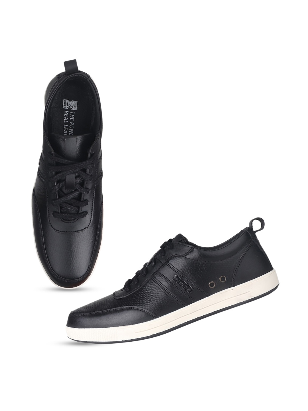 

Red Chief Men Textured Leather Sneakers, Black
