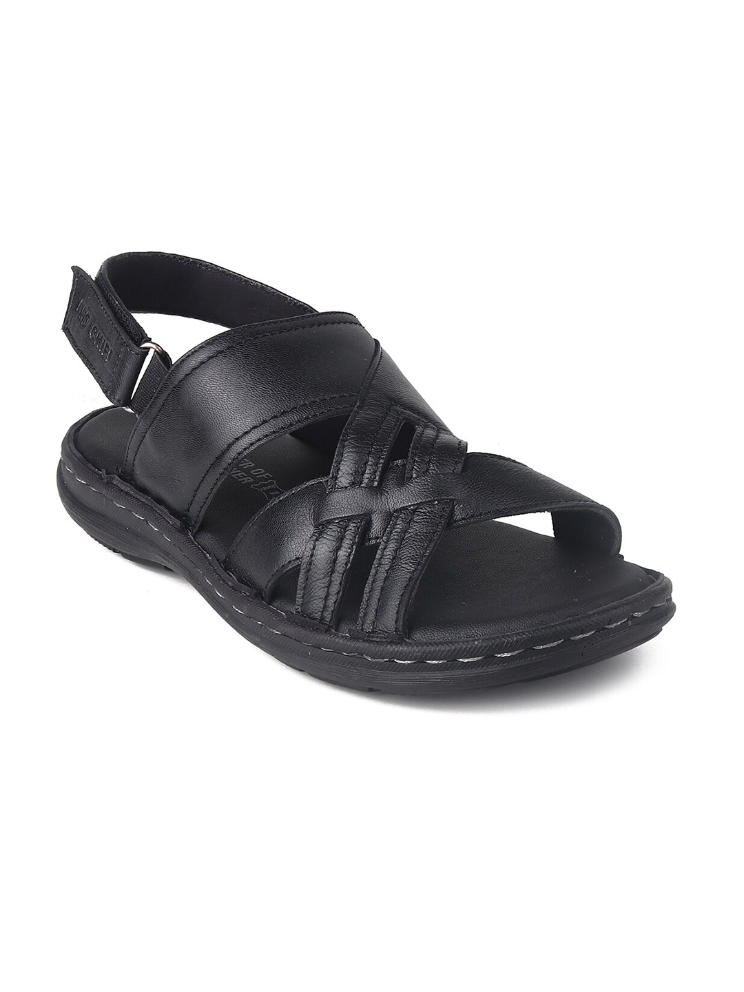 

Red Chief Men Textured Leather Comfort Sandals, Black