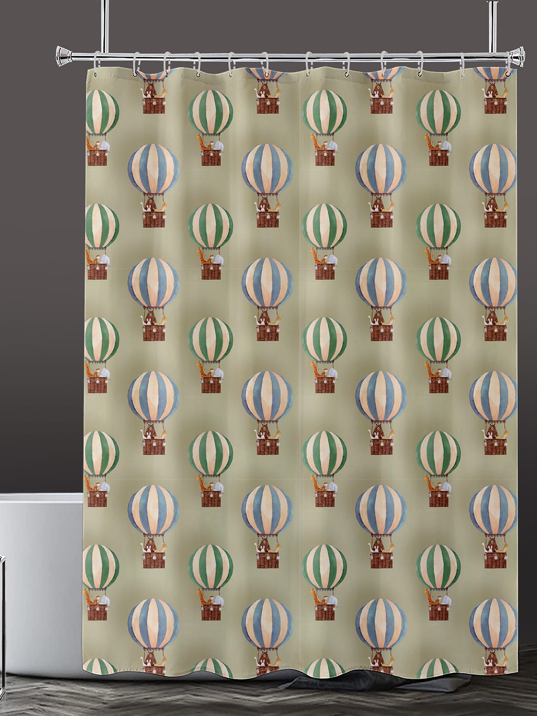 

Lushomes Pink & Beige Printed Waterproof Shower Curtain