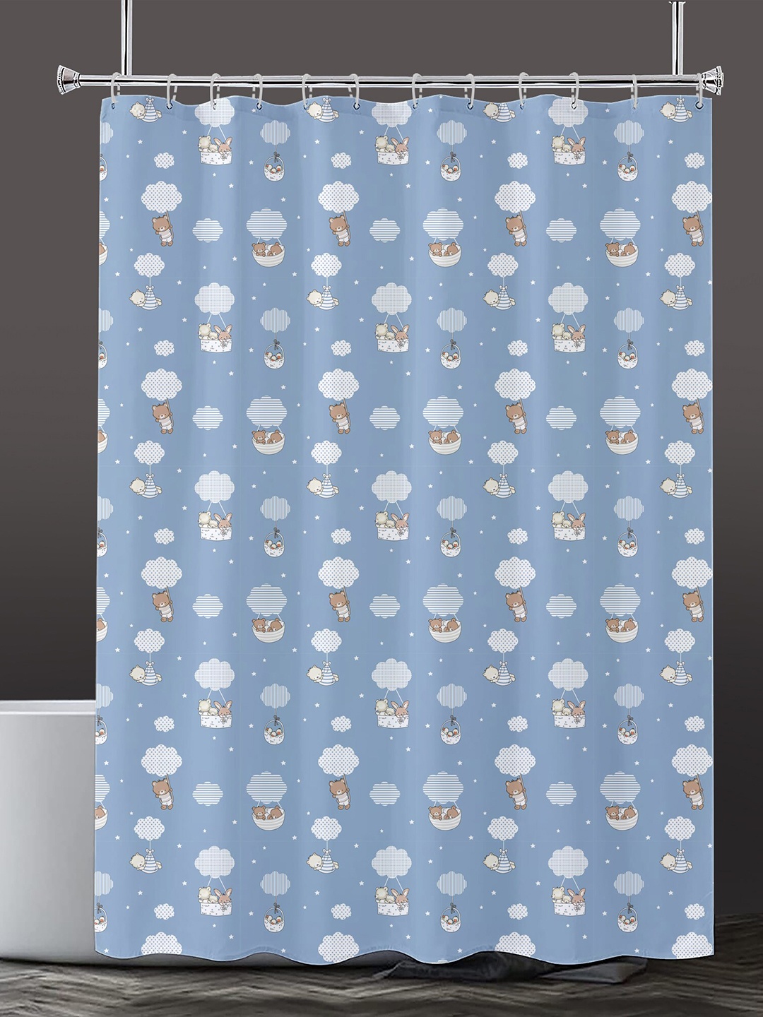

Lushomes Blue & White Printed Shower Curtain