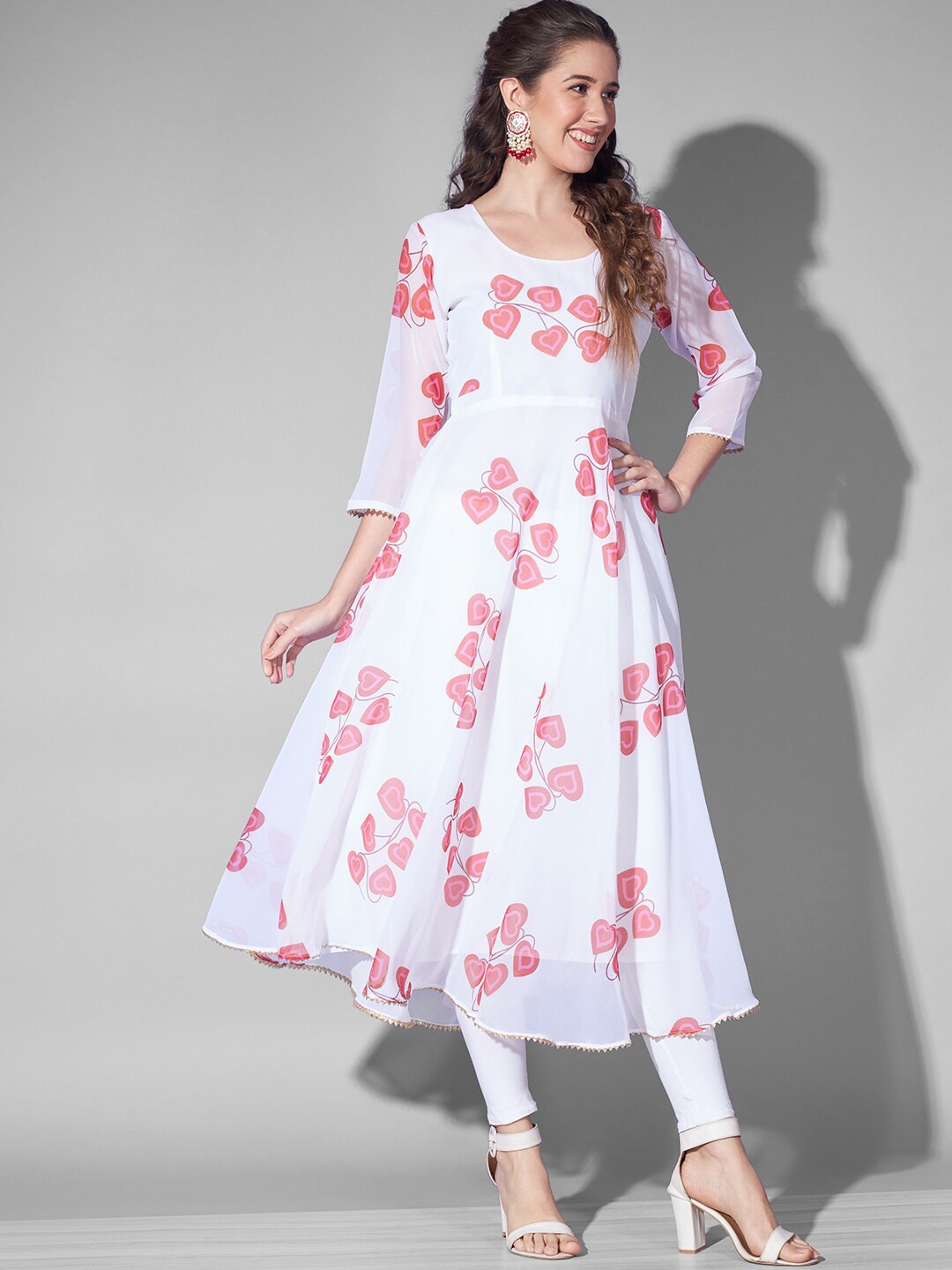 

MORLY Floral Printed Kurta with Trousers & Dupatta, White