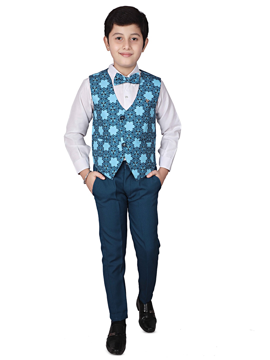 

Pro-Ethic STYLE DEVELOPER Boys Pure Cotton Shirt & Trousers With Waistcoat & Bow, White