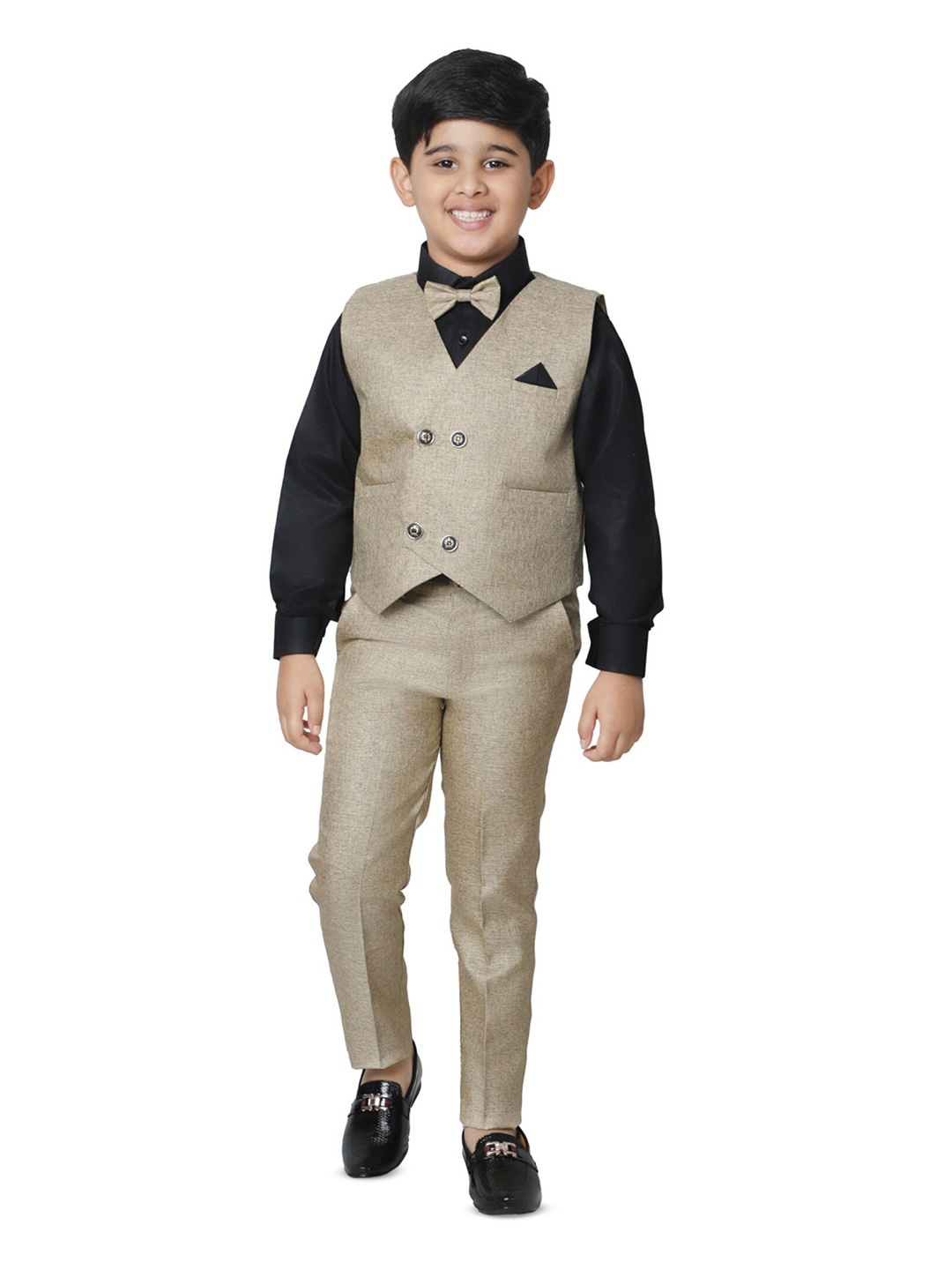 

Pro-Ethic STYLE DEVELOPER Boys Self Design Double Breasted Baba 3-Piece Suit, Black