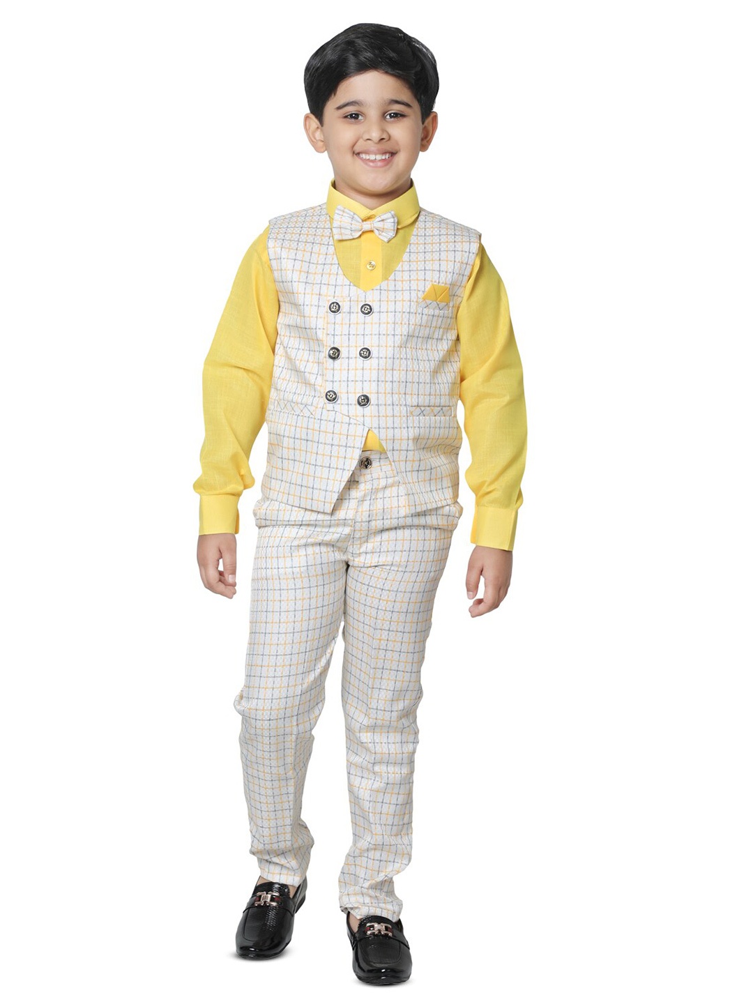 

Pro-Ethic STYLE DEVELOPER Boys Checked Double Breasted 3-Piece Suit, Beige