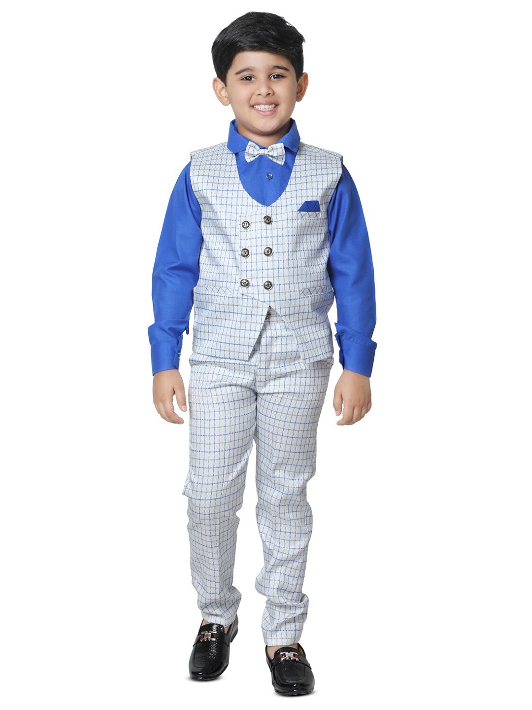 

Pro-Ethic STYLE DEVELOPER Boys Checked Shirt with Trousers & Waistcoat, Blue