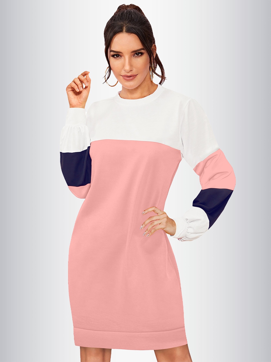 

N N ENTERPRISE Colourblocked T-shirt Dress, Peach