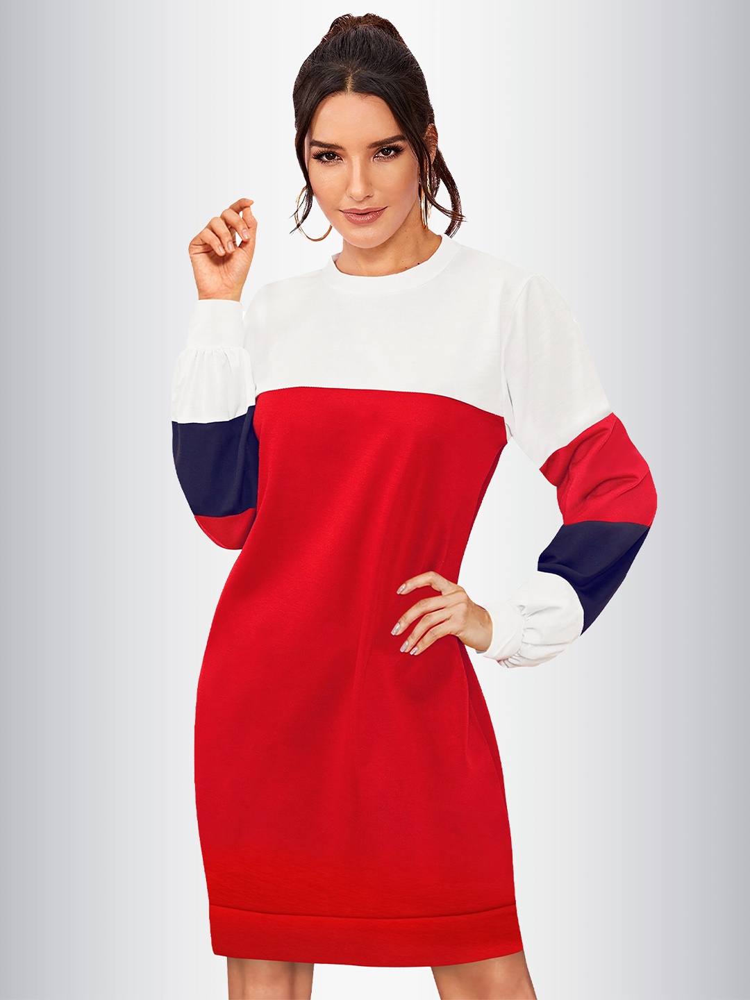 

N N ENTERPRISE Colourblocked T-shirt Dress, Red