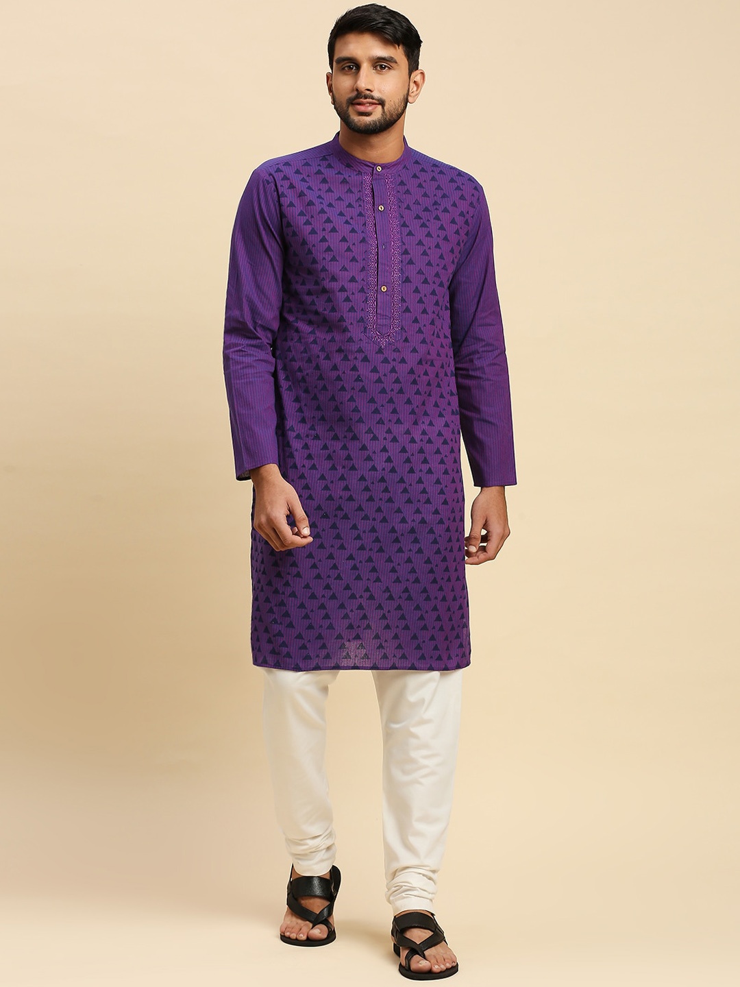 

Anubhutee Geometric Printed Pure Cotton Kurta, Purple