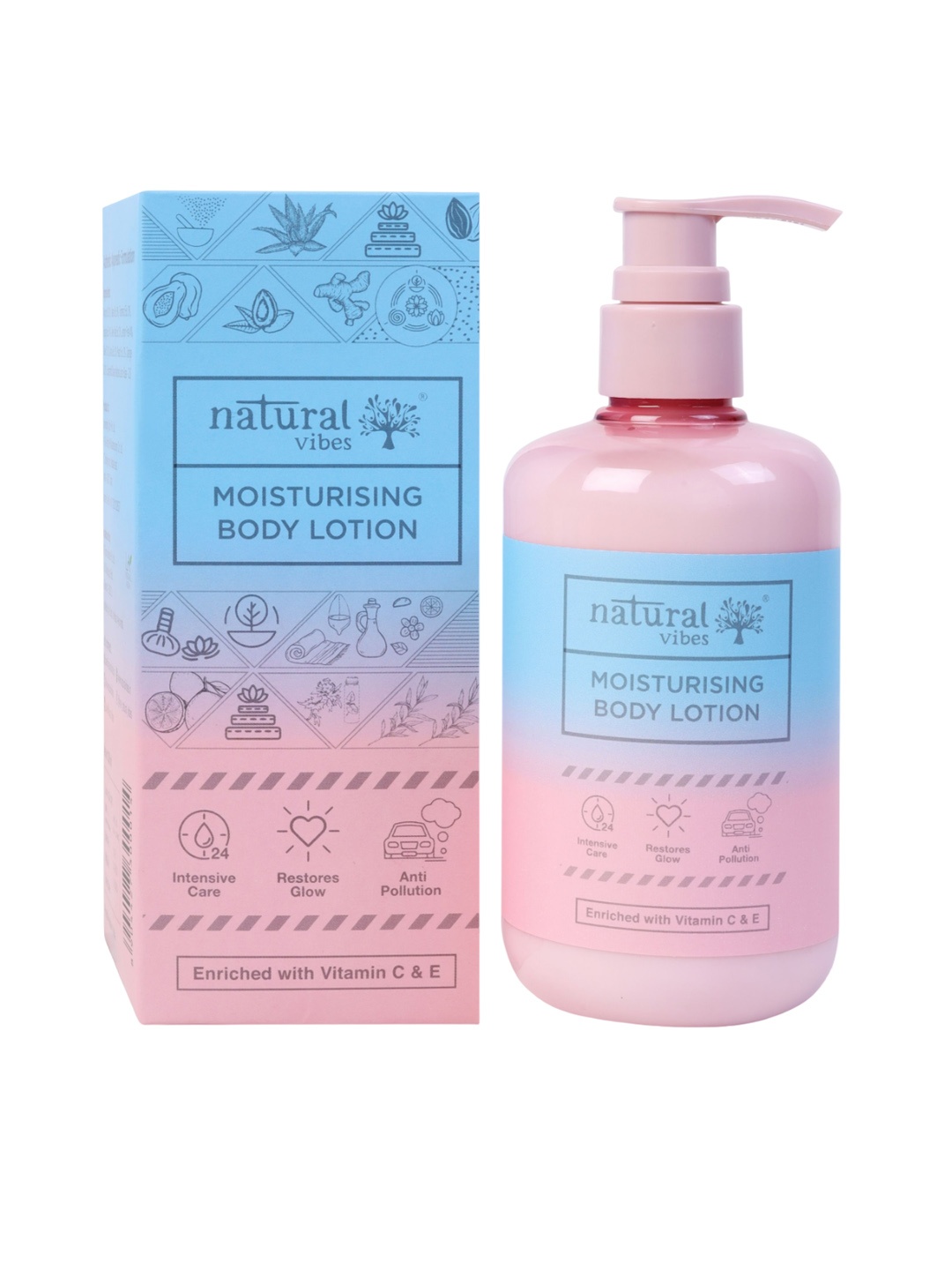 

natural vibes Moisturising Body Lotion with Vitamin C & E - 300 ml, Blue