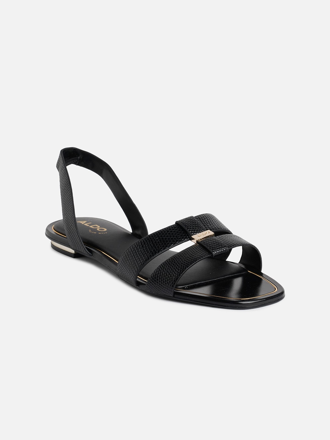 

ALDO Textured Open Toe Flats, Black