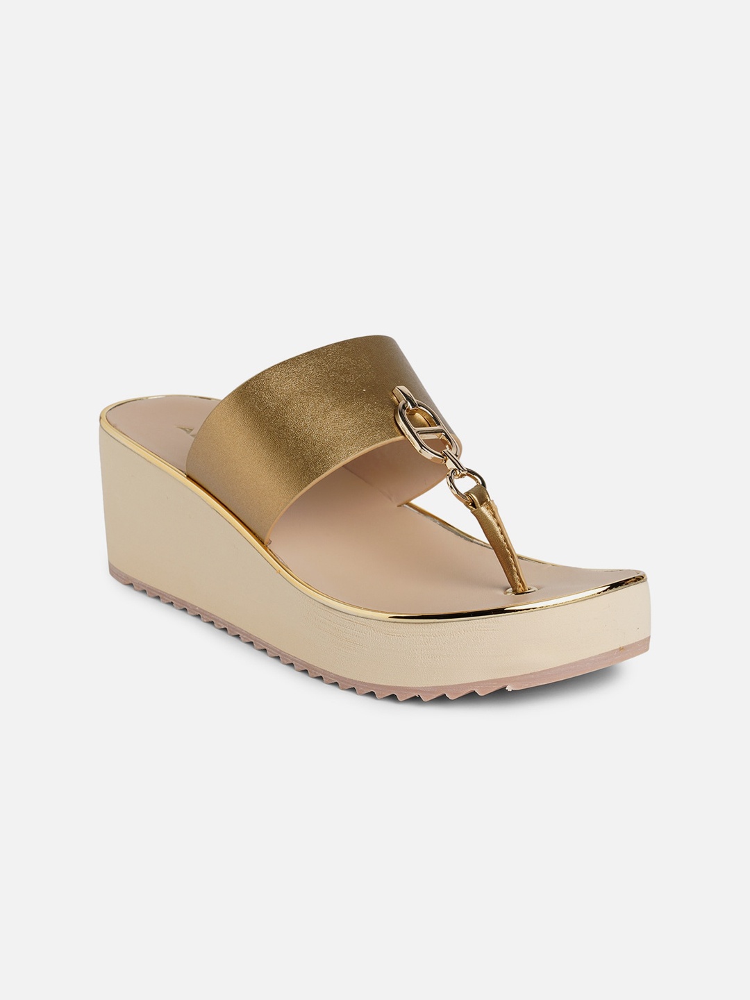 

ALDO Buckled Open Toe Flatform Heels, Gold