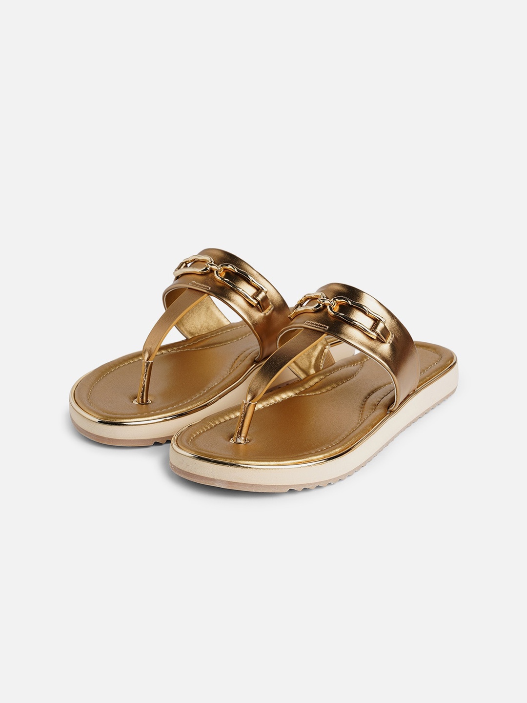 

ALDO Buckled T-Strap Flats, Gold