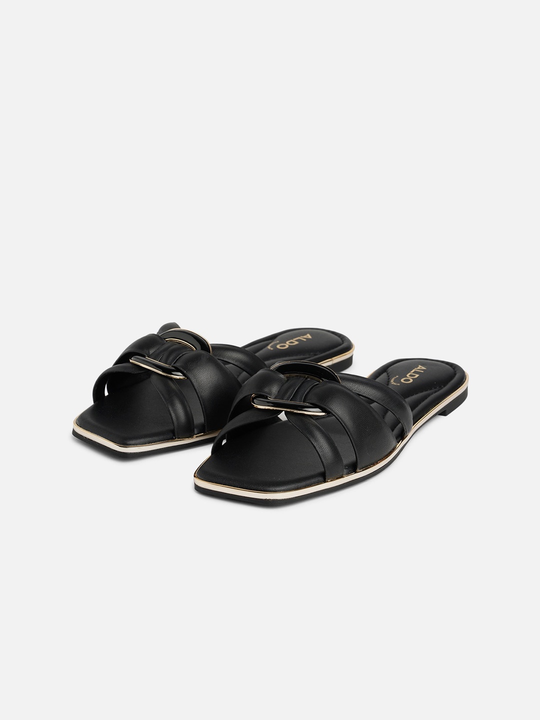 

ALDO Square Toe Open Toe Flats, Black