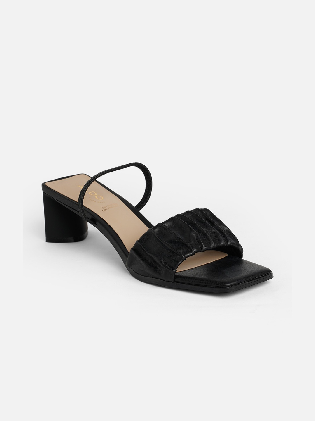 

ALDO Textured Open Toe Block Heels, Black