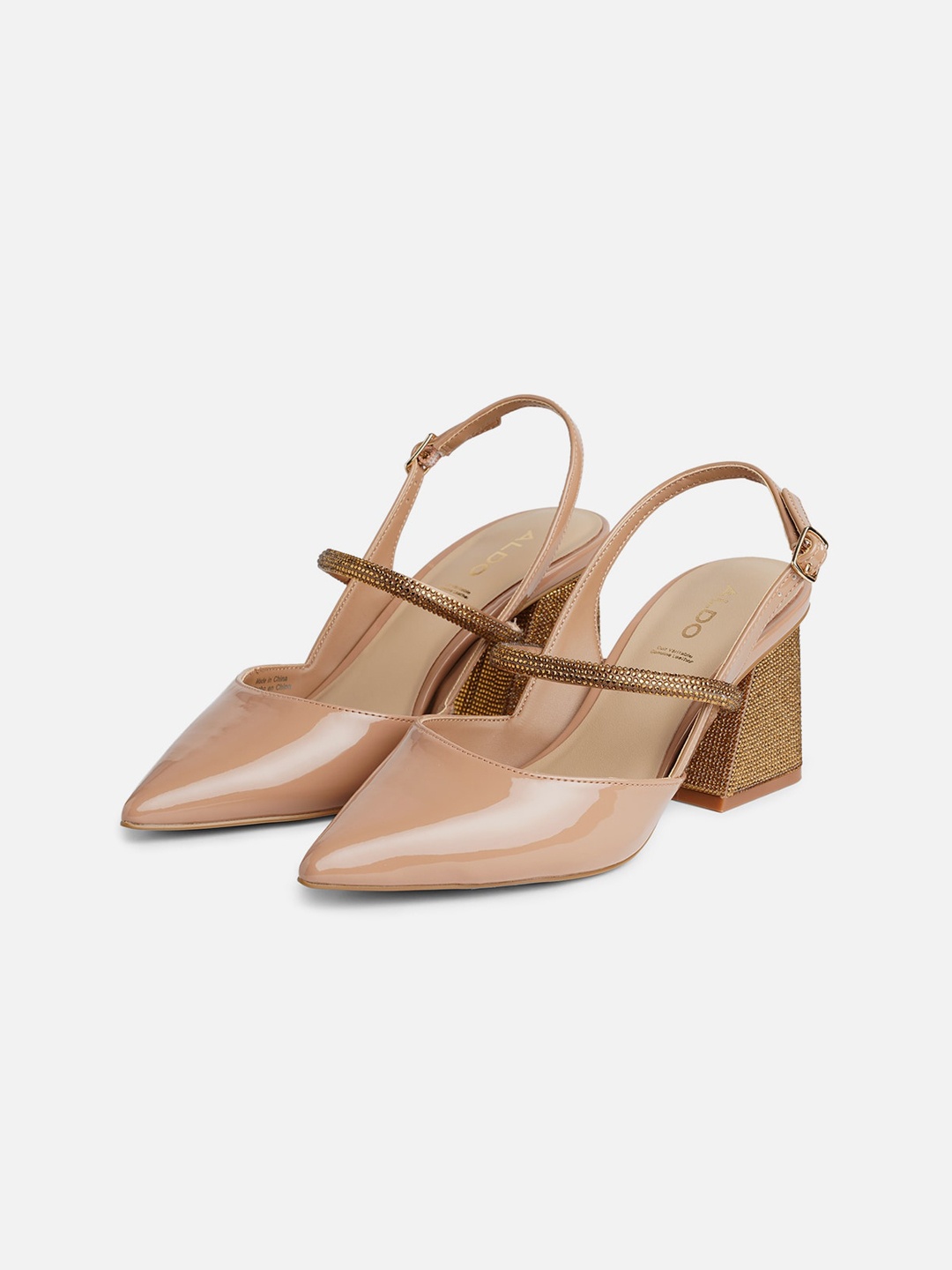 

ALDO Pointed Toe Embellished Block Heels, Beige
