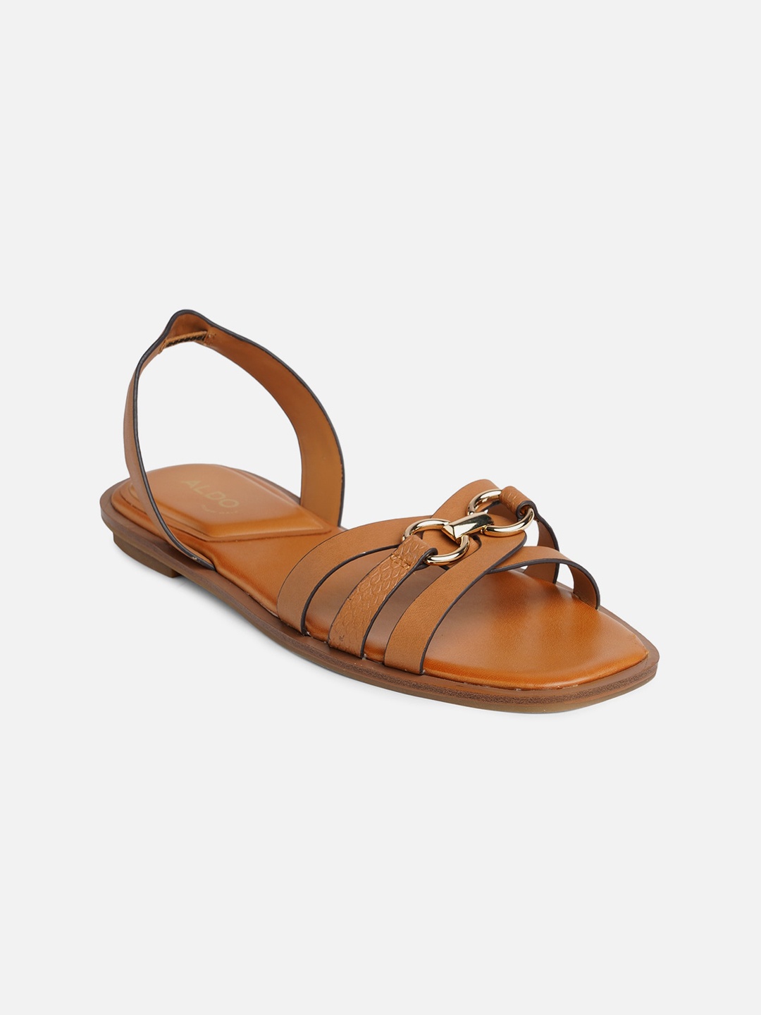

ALDO Buckled Open Toe Flats, Tan
