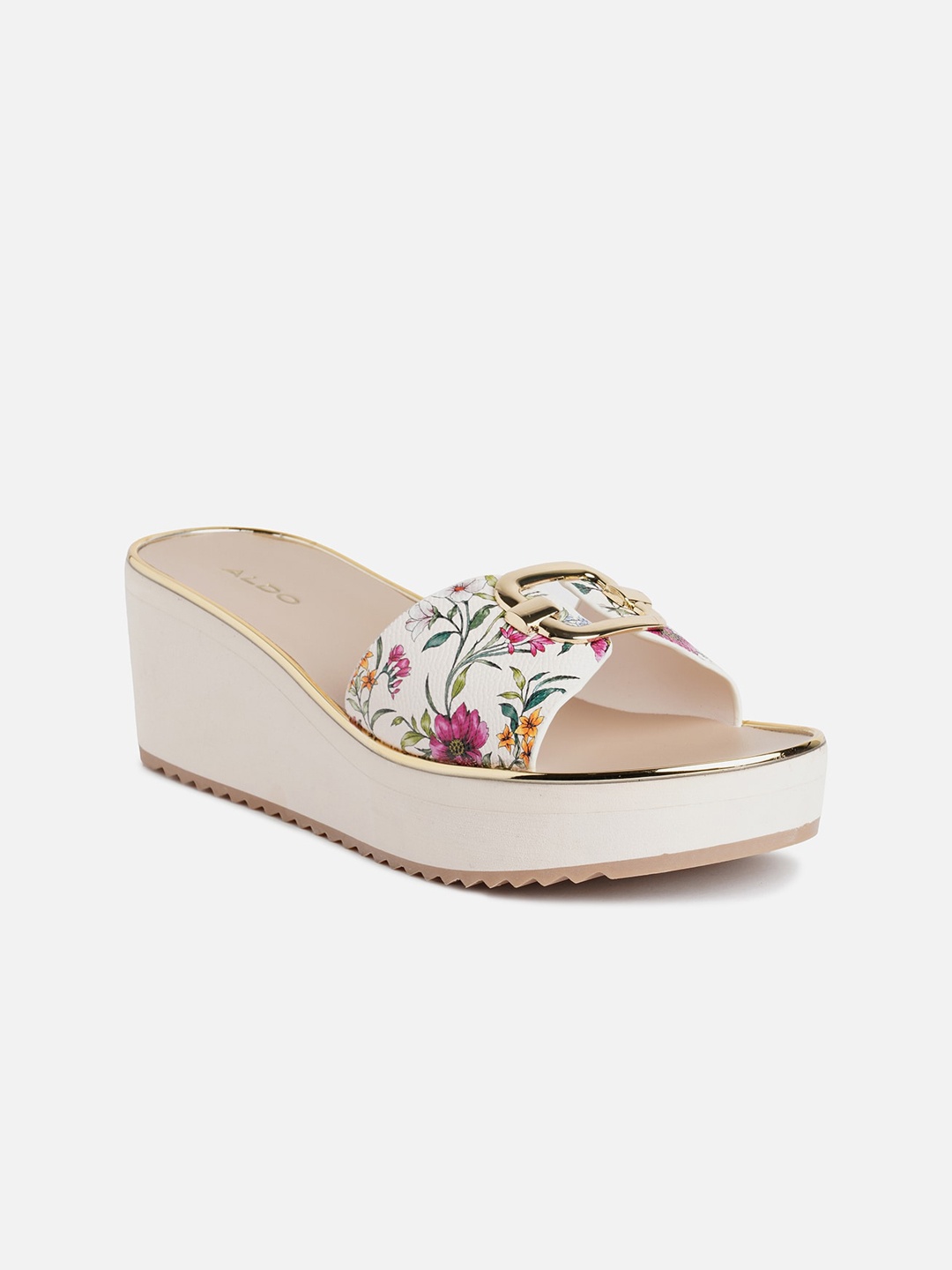 

ALDO Printed Wedge Open Toe Heels, Pink