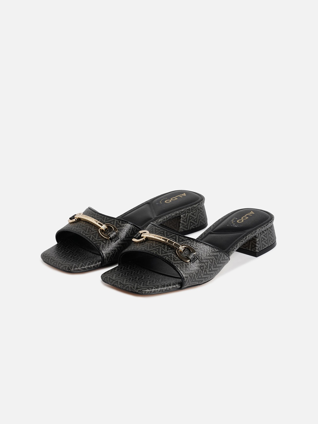 

ALDO Printed Open Toe Block Heels, Black