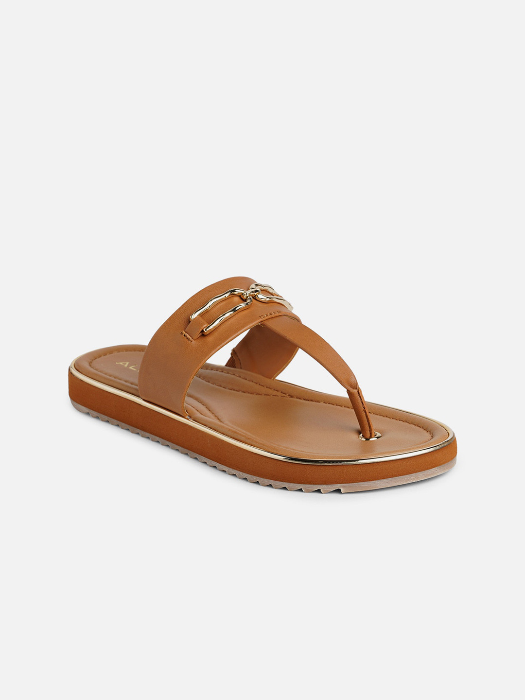 

ALDO Round Toe T-Strap Flats, Beige