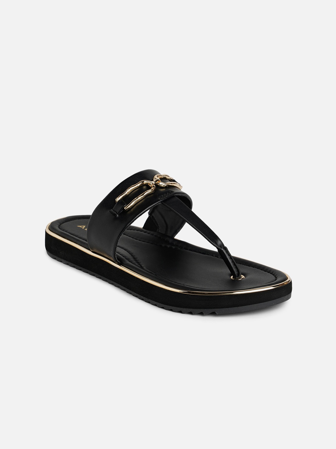 

ALDO Round Toe T-Strap Flats, Black