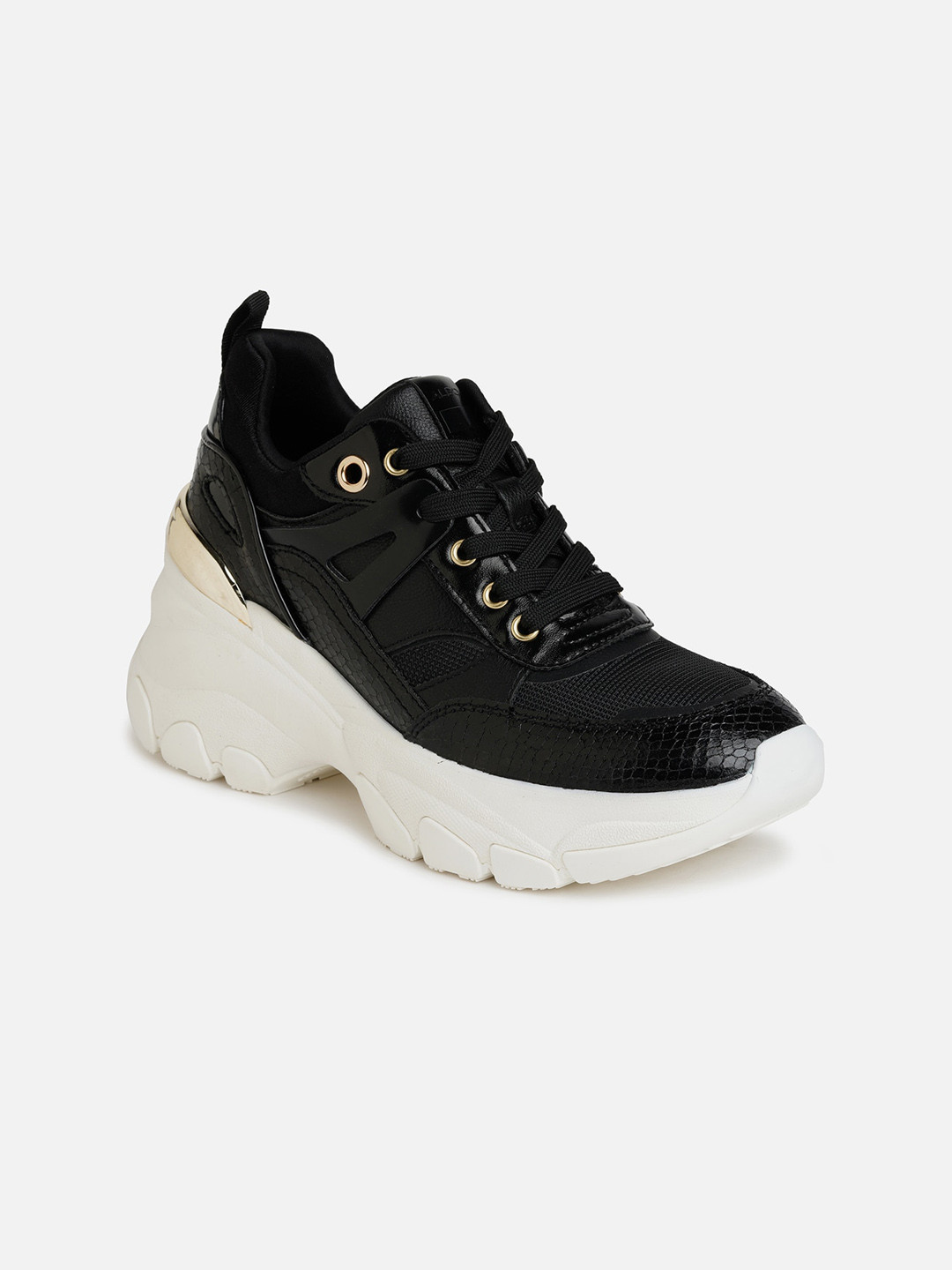 

ALDO Women Textured Contrast Sole Sneakers, Black