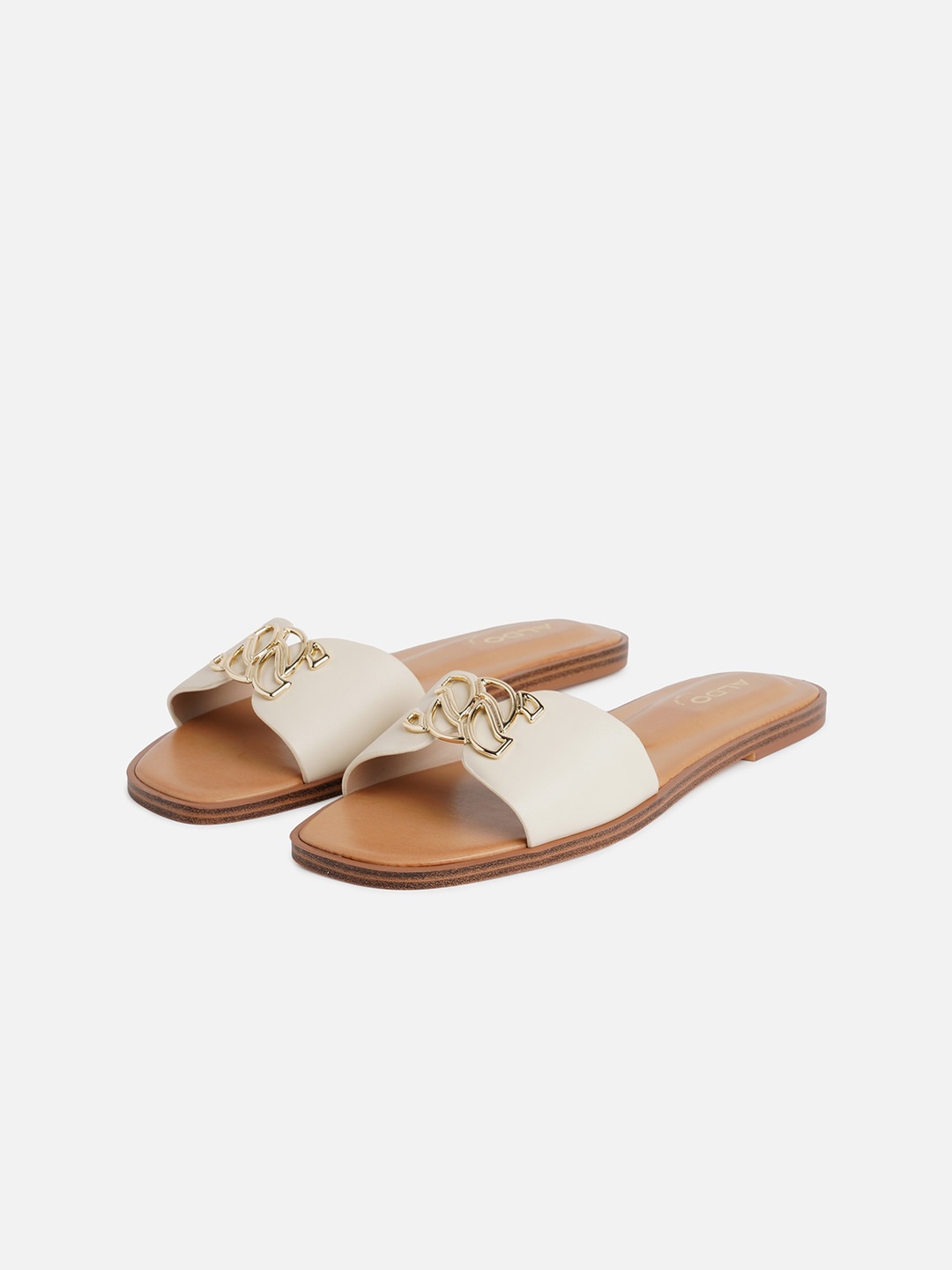 

ALDO Open Toe Slip On Flats, White