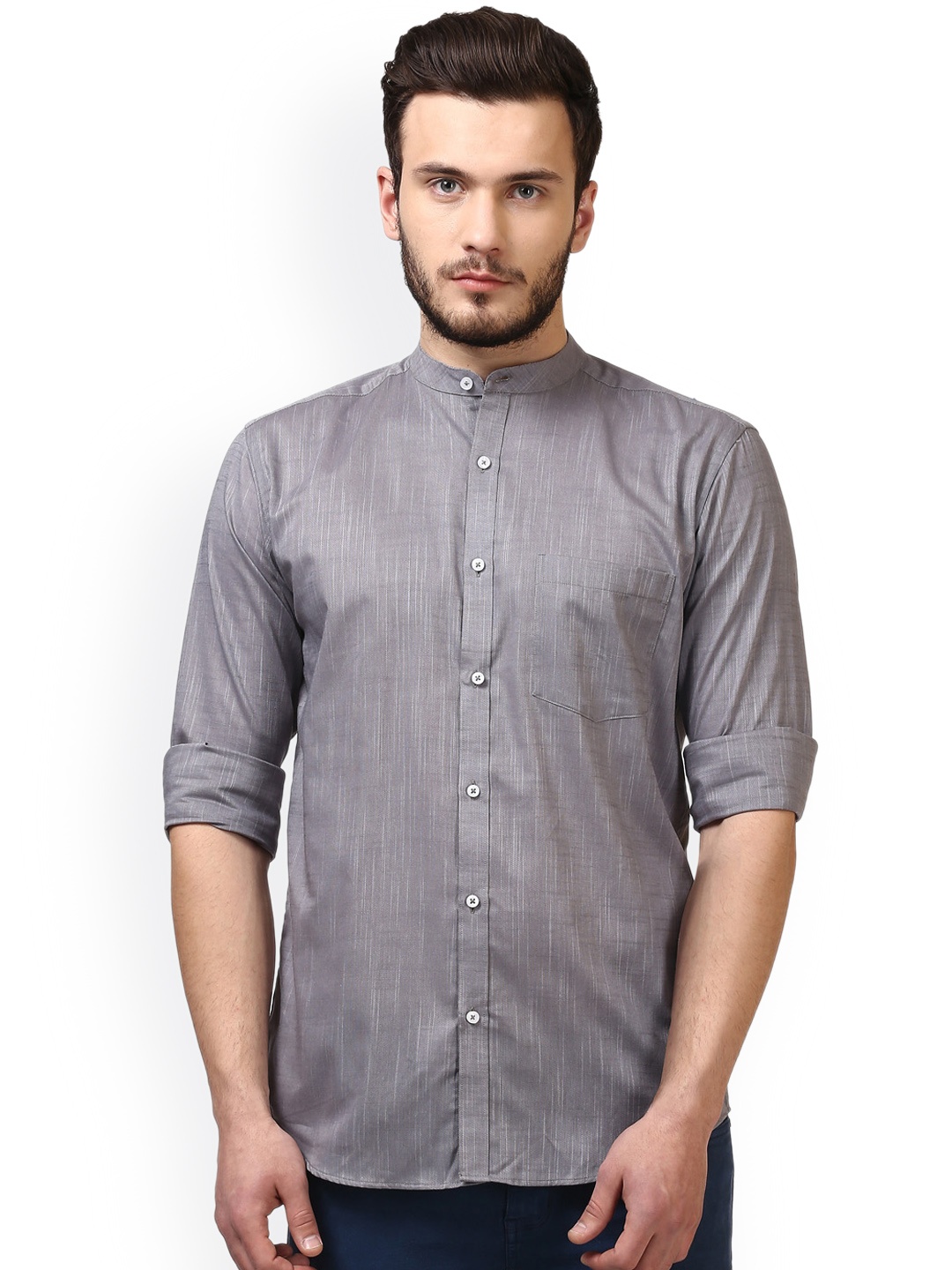 

Park Avenue Men Grey Regular Fit Self Design Casual Shirt