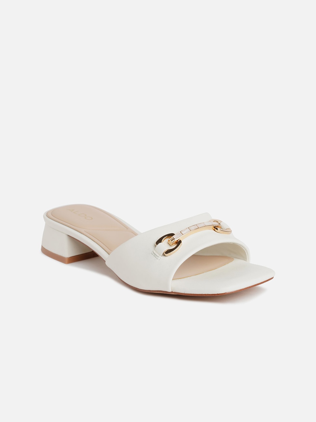 

ALDO Open Toe Slip On Blocked Heels, White