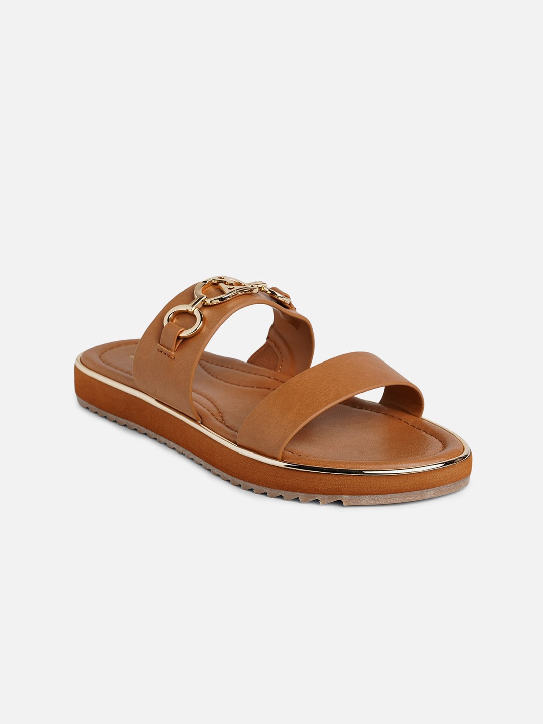 

ALDO Embellished Open Toe Flats, Brown