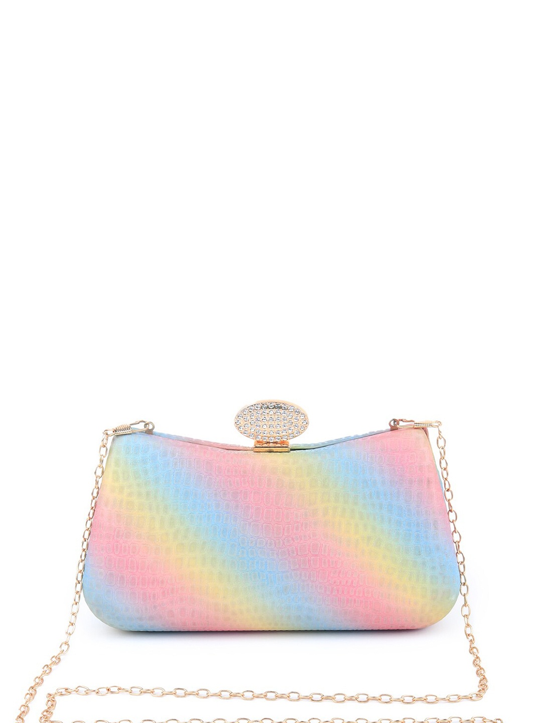 

ODETTE Textured Half Moon Clutch, Blue