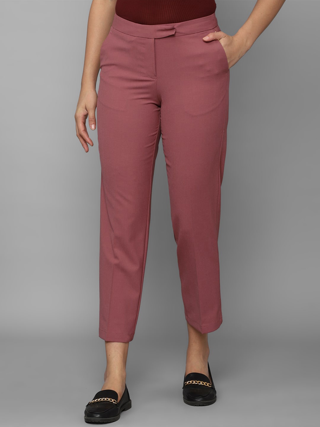 

Allen Solly Woman Mid-Rise Regular Fit Trousers, Pink