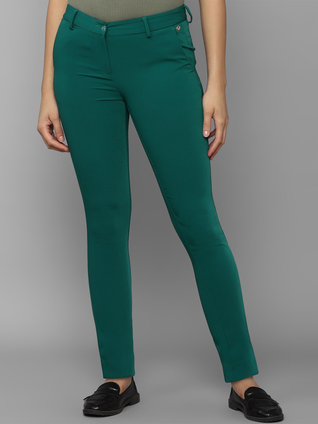 

Allen Solly Woman Mid-Rise Skinny Fit Trousers, Green