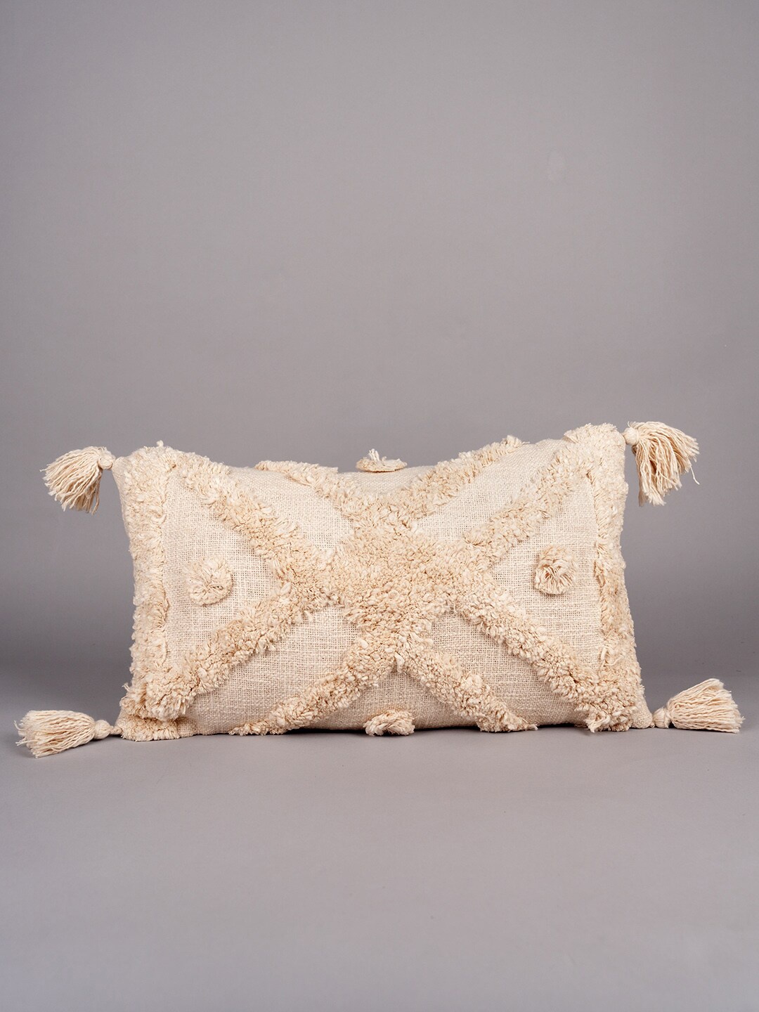 

Art Avenue Cream Self Design Cotton Rectangle Cushion Cover