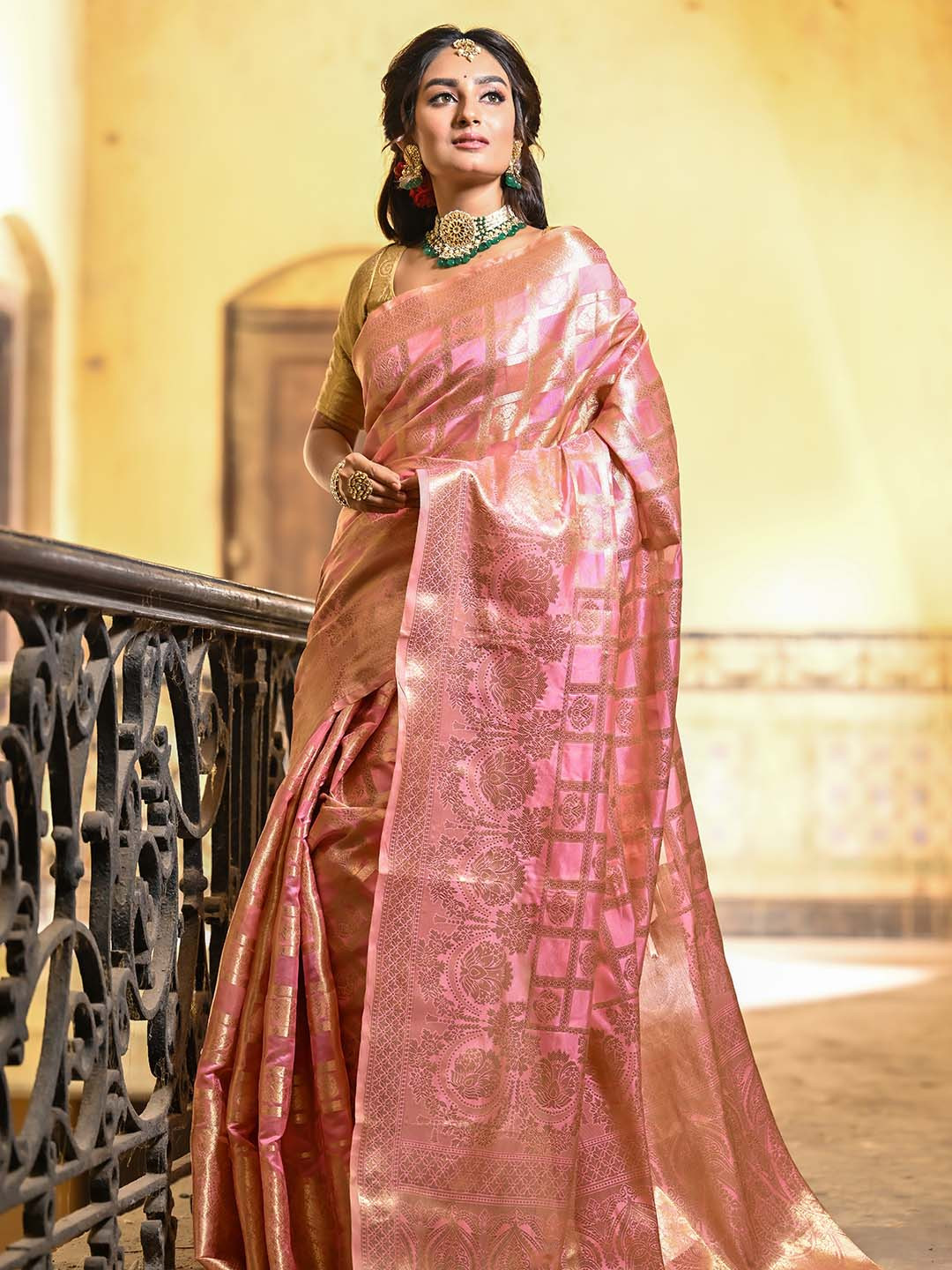 

Anouk Woven Design Zari Saree, Peach