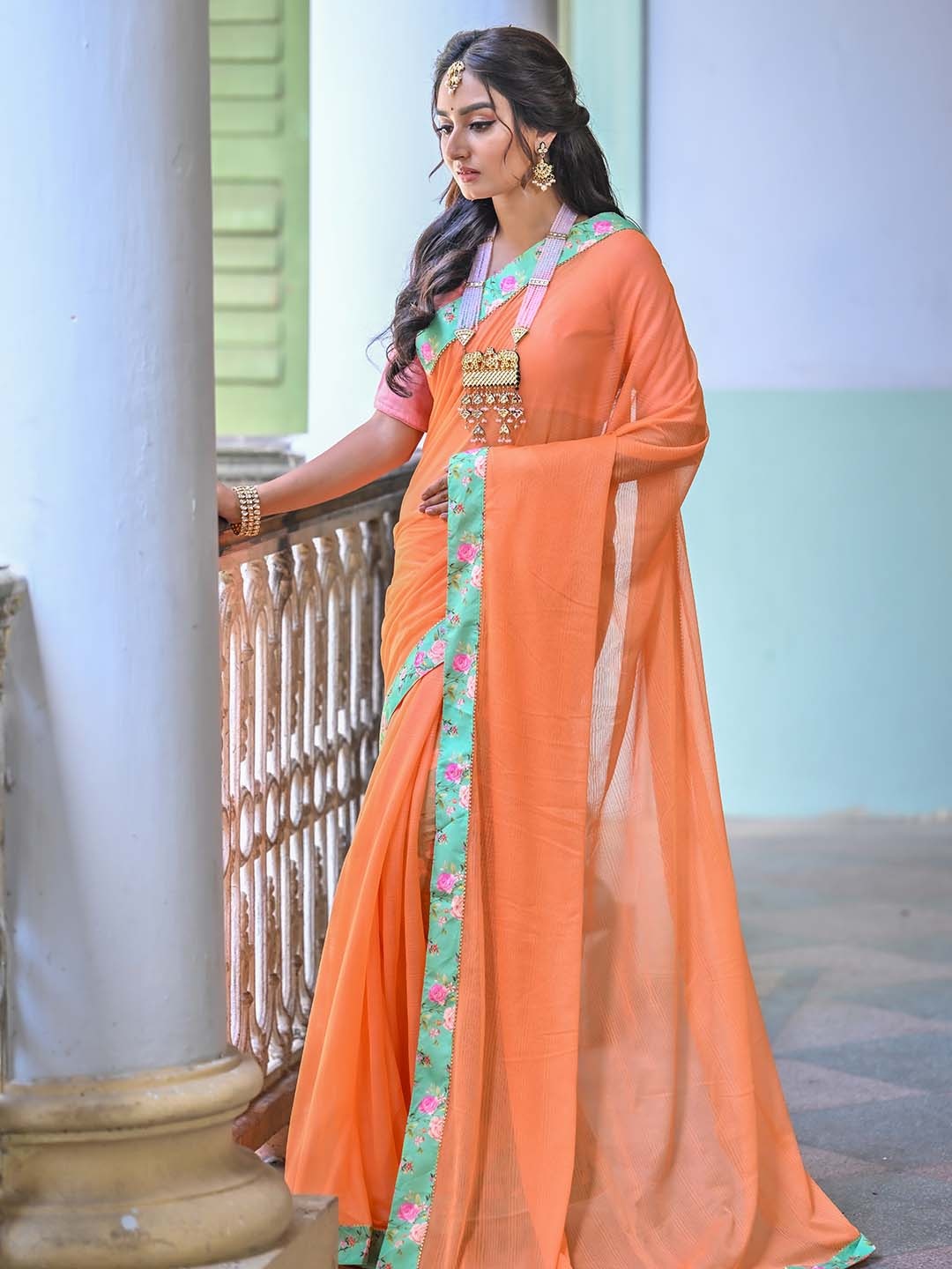

Anouk Gotta Patti Poly Chiffon Saree, Orange
