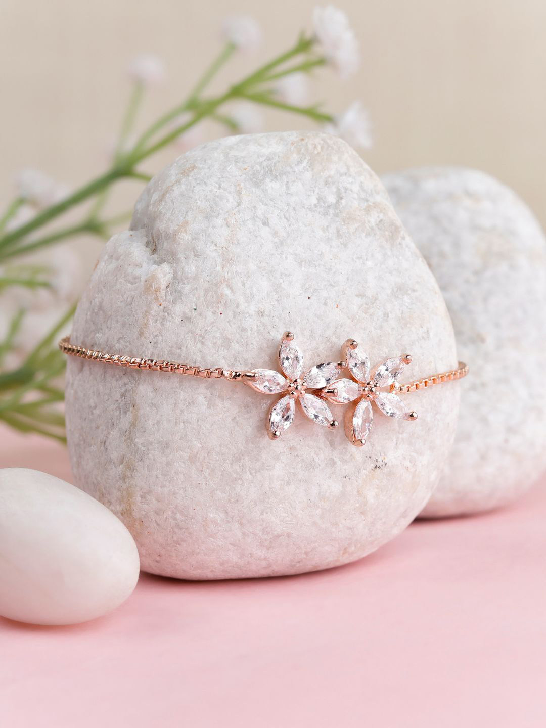 

AccessHer Rose Gold Plated American Diamond Studded Link Bracelet
